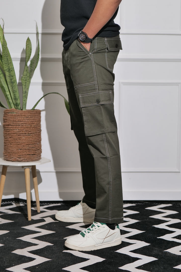 Men's Olive Premium Cargo Joggers