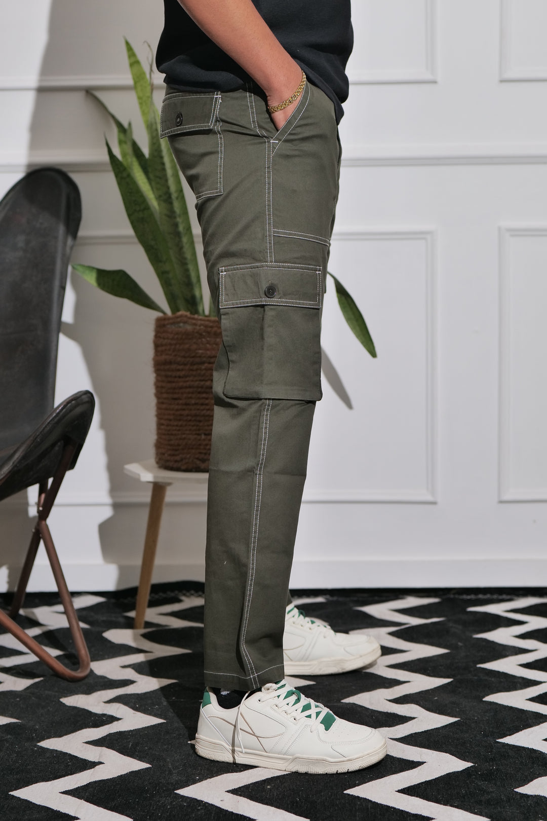 Men's Olive Premium Cargo Joggers