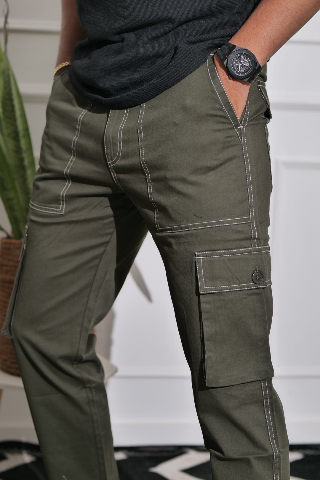 Men's Olive Premium Cargo Joggers