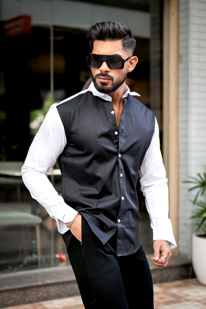 Black-White Designer Cotton Shirt