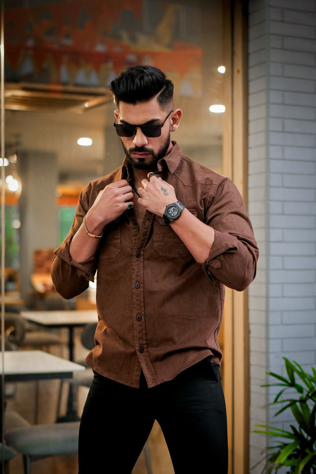 Brown Double Pocket Full Sleeve RFD Cotton Shirt